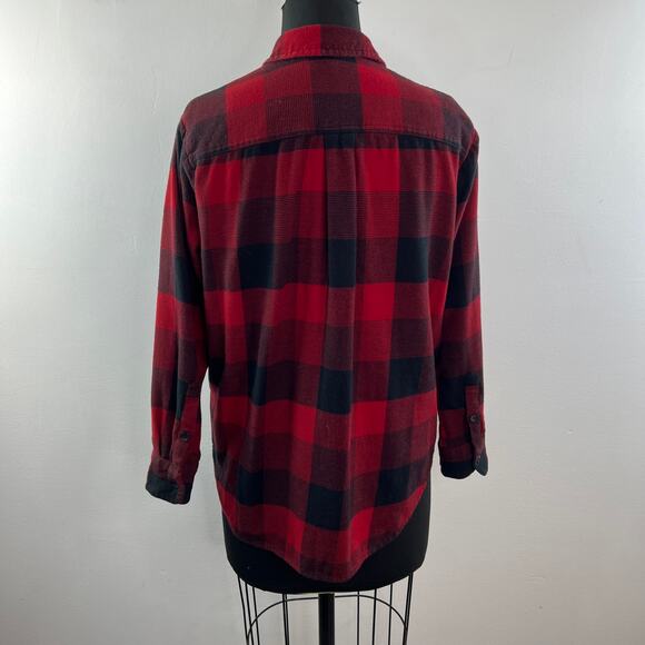 MADEWELL Flannel Oversized Plaid Ex-Boyfriend Shirt Side Button Pockets Size S - Picture 8 of 12